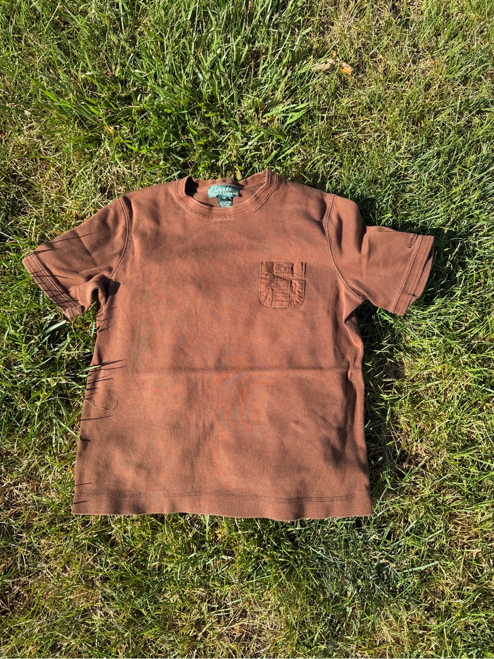 90s Ralph Lauren Brown Pocket Tee 100% Cotton Size Medium